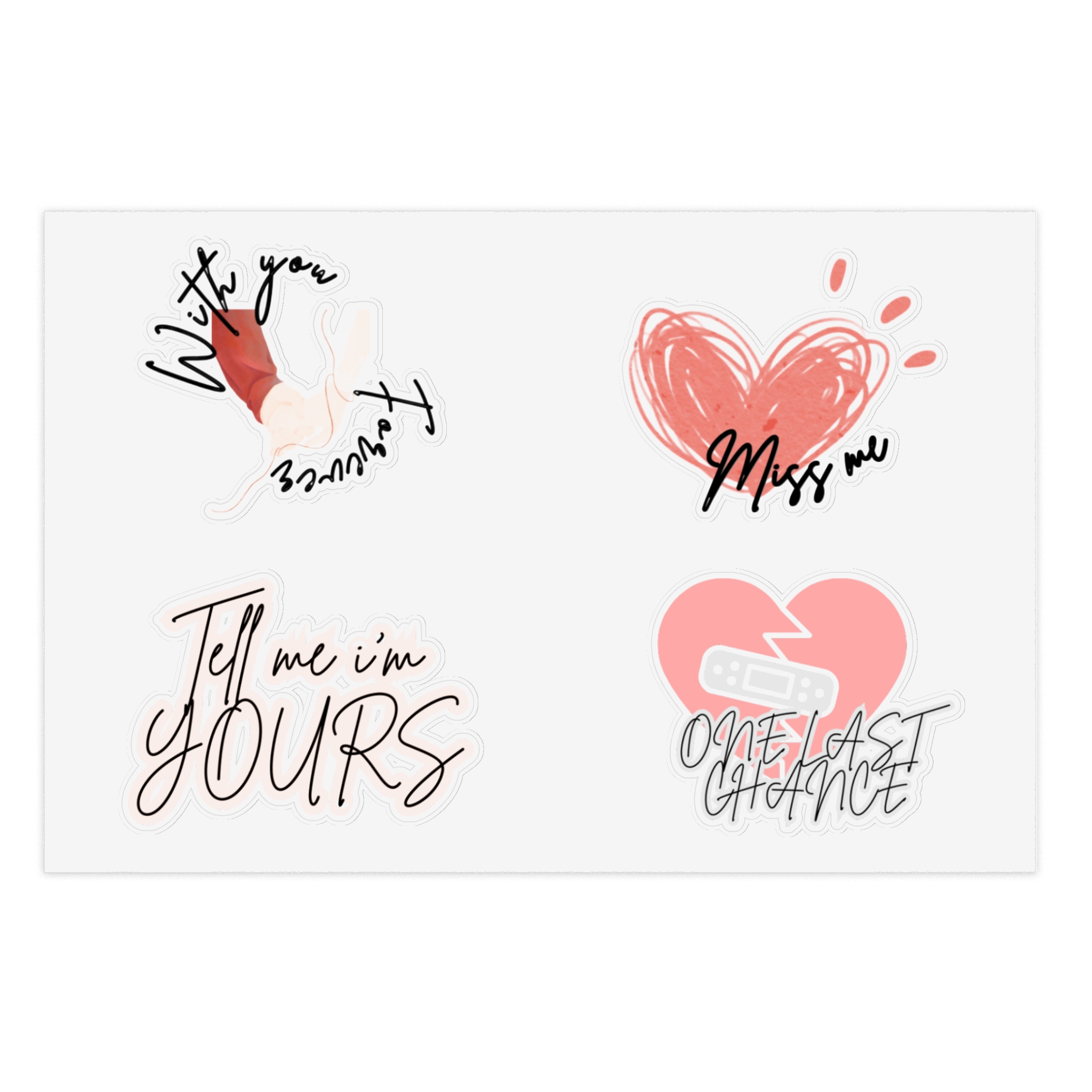 K.O.S.S: ONE LAST CHANCE Sticker Sheet — "Miss Me" & "Tell Me I'm Yours" Romantic Stickers - Image 5