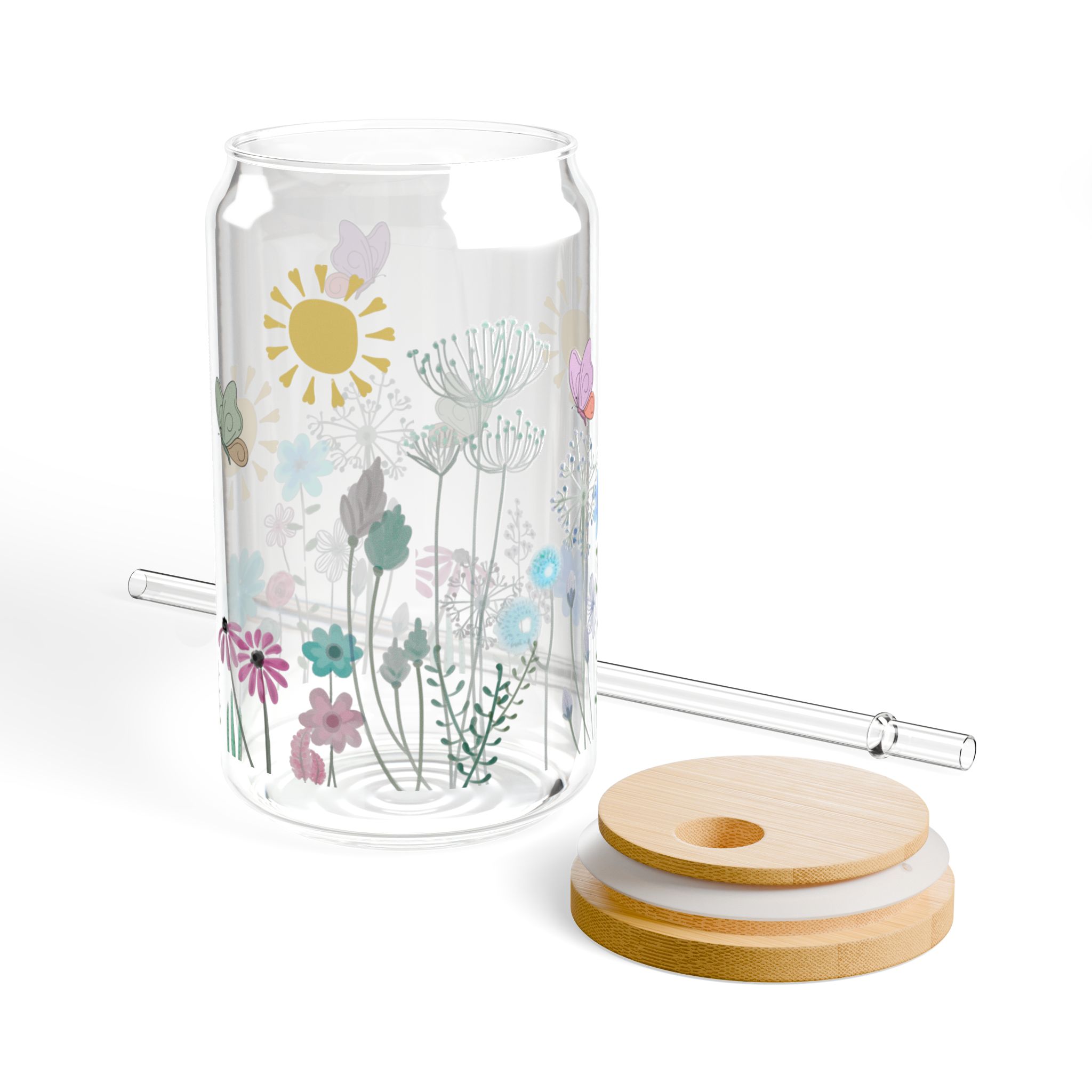 K.O.S.S: GOL - Floral Sun Garden Sipper Glass - 16oz Double-Wall Tumbler with Straw - Image 4
