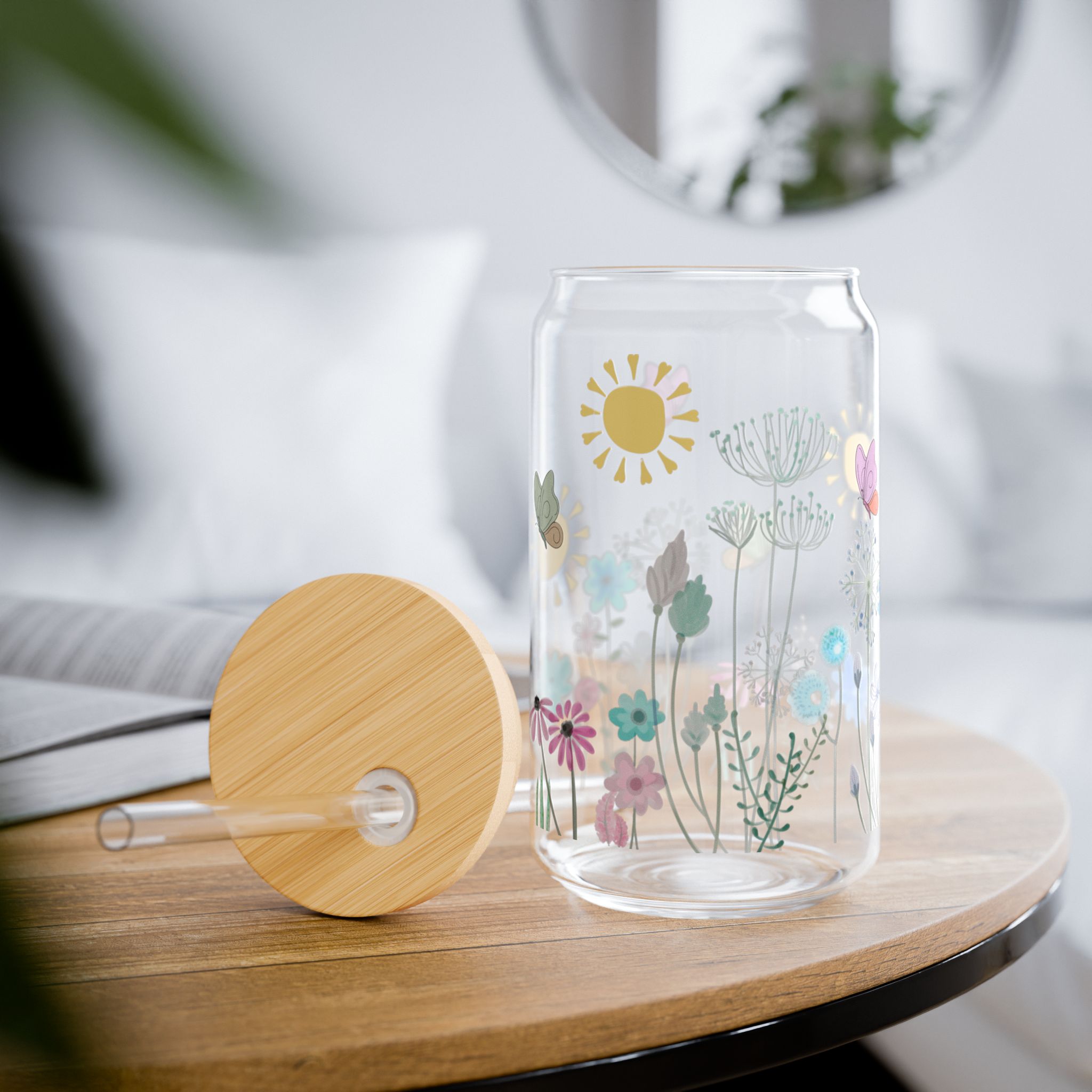 K.O.S.S: GOL - Floral Sun Garden Sipper Glass - 16oz Double-Wall Tumbler with Straw - Image 3