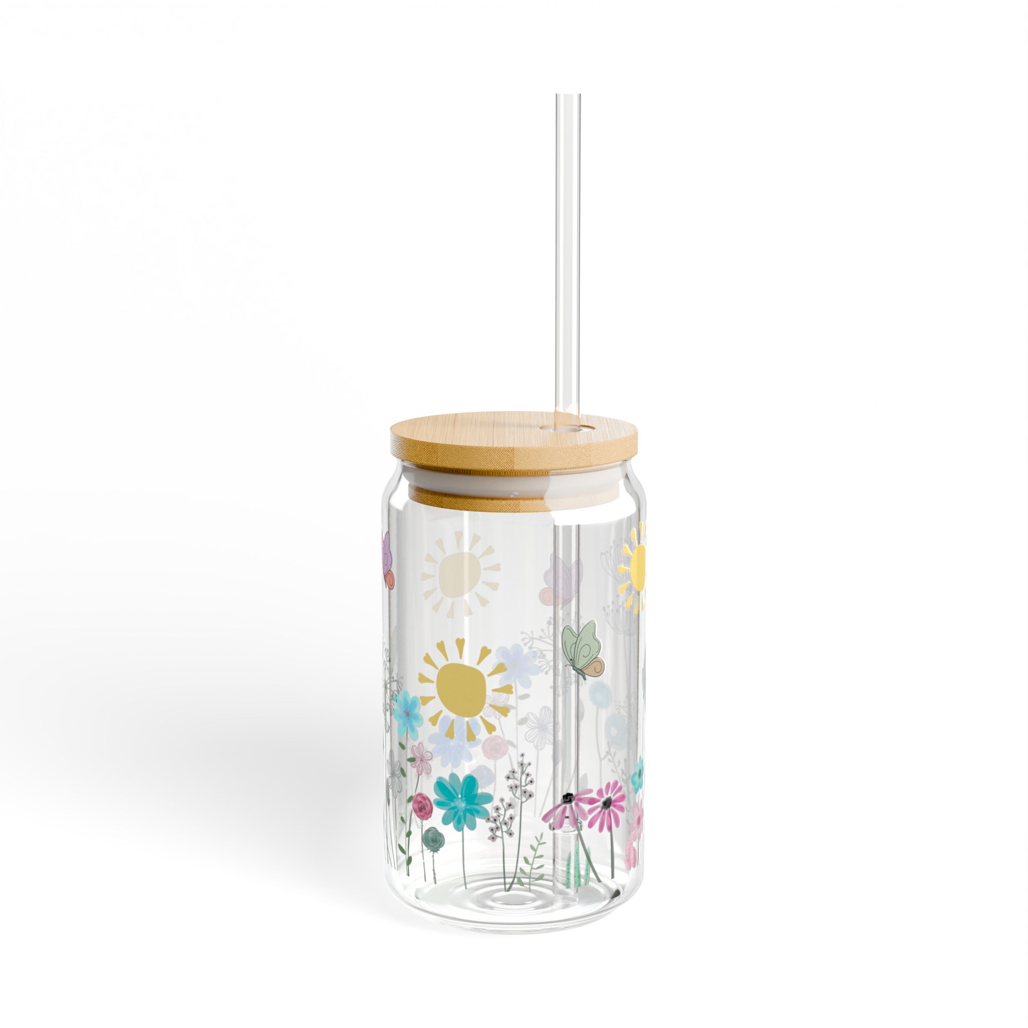 K.O.S.S: GOL - Floral Sun Garden Sipper Glass - 16oz Double-Wall Tumbler with Straw - Image 2