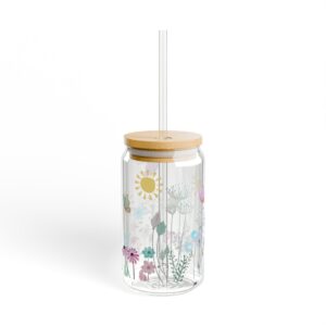 K.O.S.S: GOL - Floral Sun Garden Sipper Glass - 16oz Double-Wall Tumbler with Straw