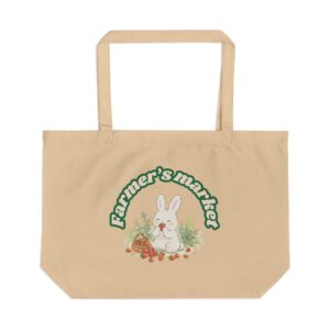 K.O.S.S: GARDEN OF LOVE - Farmer’s Market Bunny Eco Tote – Cute Spring Produce Canvas Bag