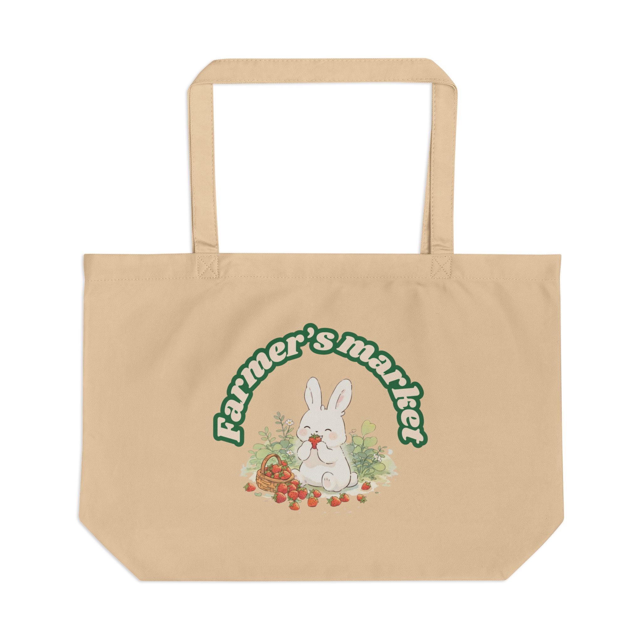K.O.S.S: GARDEN OF LOVE - Farmer’s Market Bunny Eco Tote – Cute Spring Produce Canvas Bag