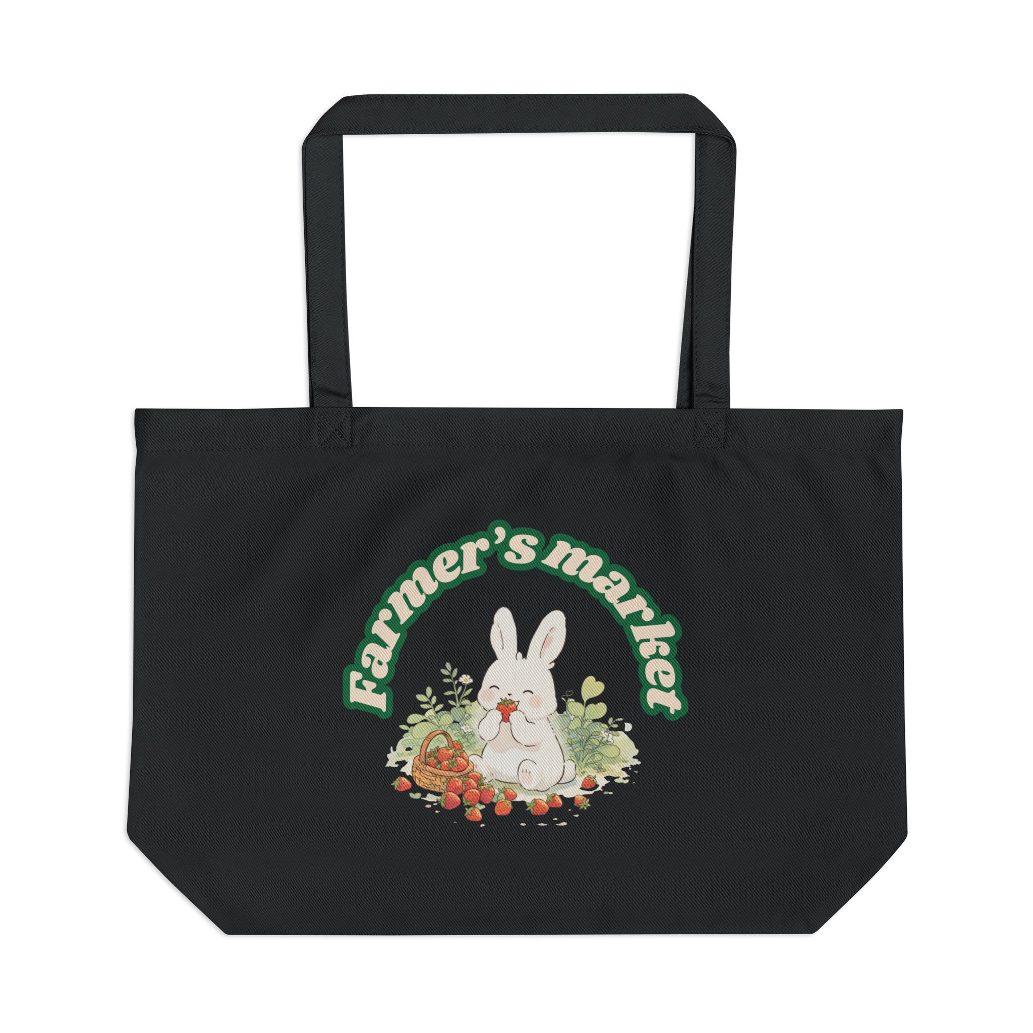 K.O.S.S: GARDEN OF LOVE - Farmer’s Market Bunny Eco Tote – Cute Spring Produce Canvas Bag - Image 3